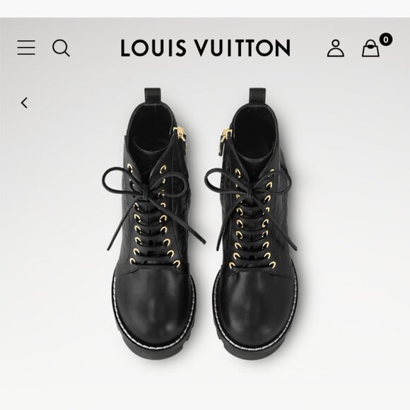 Rare & Auth Louis Vuitton Star Trail Ankle Boots Leather Black On Black Monogram - Picture 3 of 5